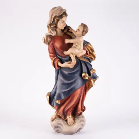 Madona s Ježíškem - výška cca 91 cm, řezbované dřevo, polychromované a částečně pozlacené, velmi pěkný stav
