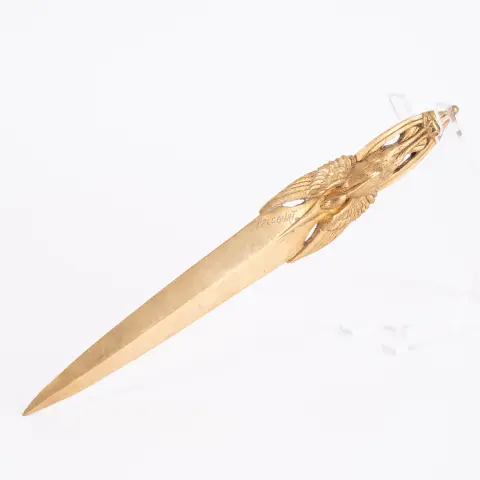 Antický otvírák na dopisy, Art Deco z 20. let 20. století, bronz, signováno: FRECOURT = Maurice Frecourt (1890 - 1961). Plastický …