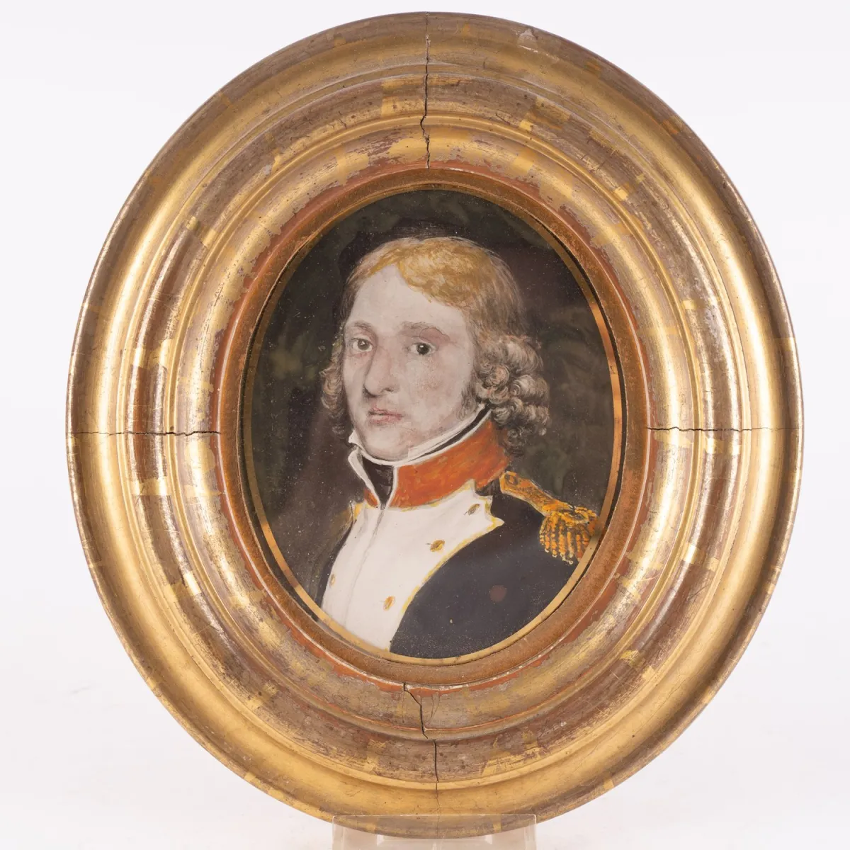 Porträt eines franzsösischen Generals unter Napoleon, unsigniert, hinter Glas gerahmt, lichtes Bildmaß ca. 14 x 11 cm, r…