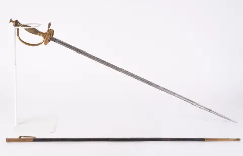 (4) Épée d'officier d'infanterie prussienne (ancien modèle) avec gravure sur lame, lame de Weyersberg, Kirschbaum und Co. (WKC),...