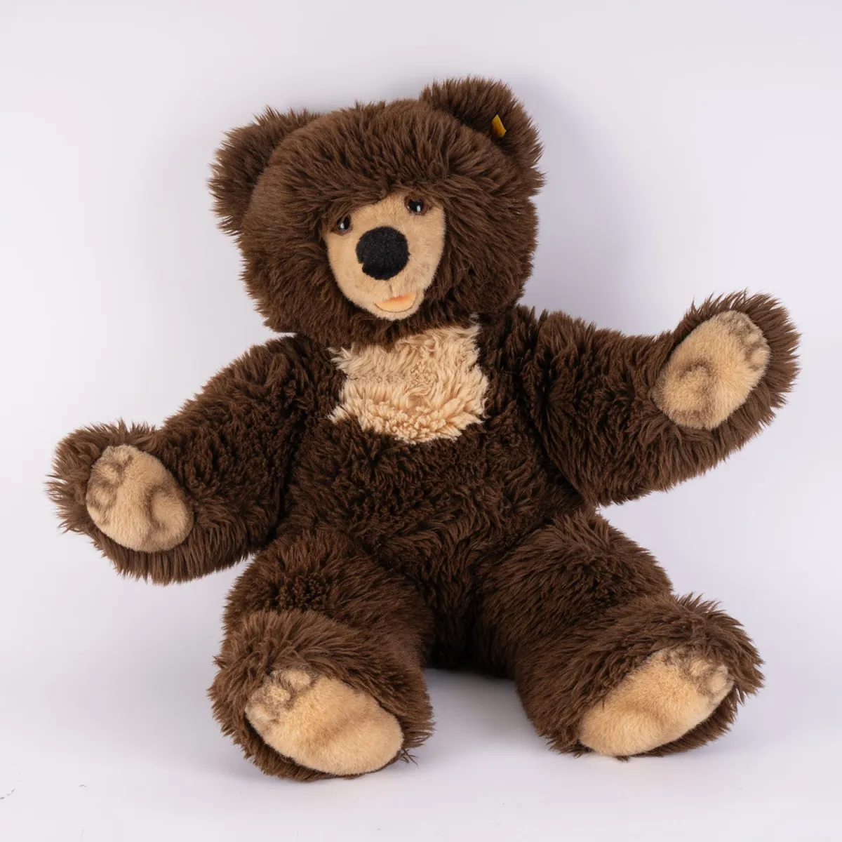 STEIFF TEDDY Molly, height approx. 60 cm, very nice condition, from collection, ear with button and flag.
