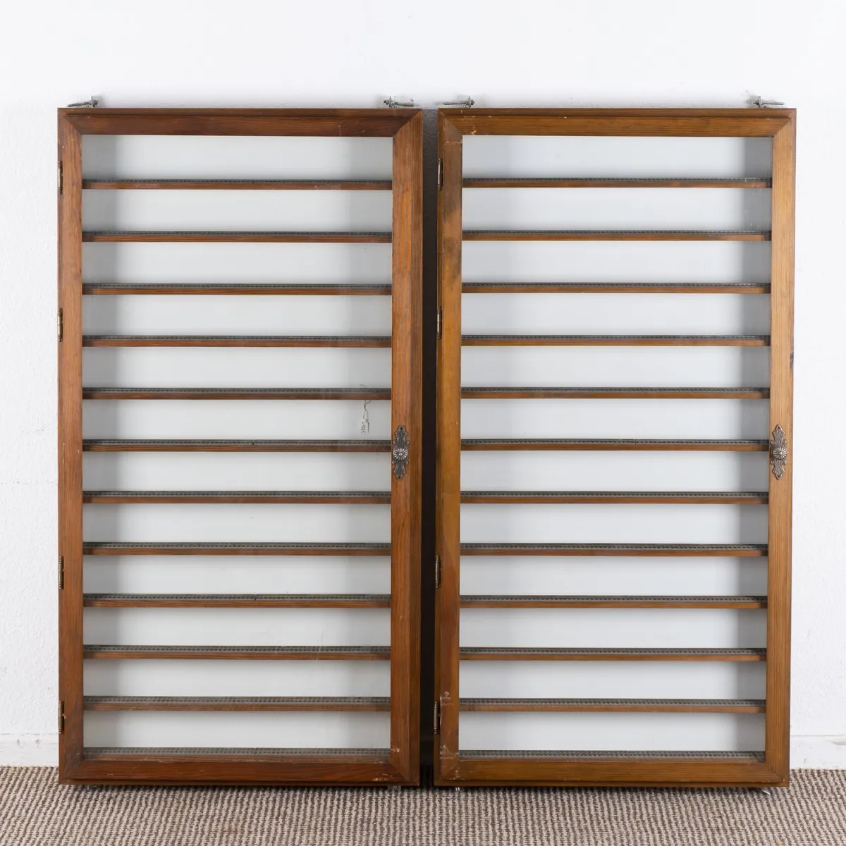 Pair of single-door H0 display cases for trains, locomotives, wagons etc., no parcel shipping. External dimensions each approx. 57 (W) x 109 (H) x 8 (D) cm...
