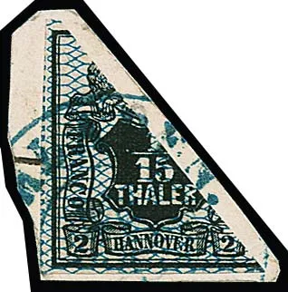 1/15 Th. black/blue, flawless bisect on small cabinet piece with K2 of Schladen, certificate Berger. Mi. 2500,-