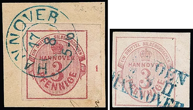 3 Pfge. lilac pink, upper right sheet corner with row number "1" on luxury letter piece with K2 "Hannover", signed Jakubek