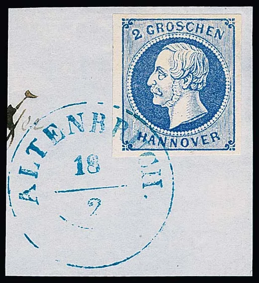 2 Gr. bleu, impression granuleuse, lettre de luxe oblitérée presque "sans timbre" avec meilleur K2 "Altenbruch"