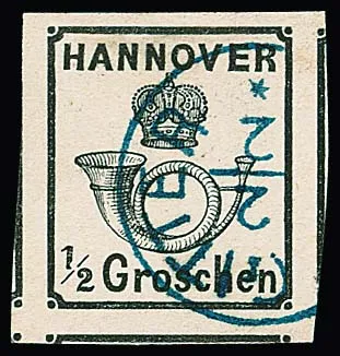 1/2 Gr. black, luxury exceptional-margin piece with K1 from Salzgitter and parts of neighbouring stamps on three sides, photo exp. Berger