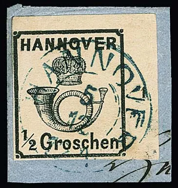 1/2 Gr. black, flawless right upper sheet corner with row number "1" on letter piece with full K2 "Hannover", photo exp. Jäschke-L.