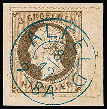3 Gr. ockerbraun mit rechtem Bogenrand (Reihenzahl "4") auf Luxusbriefstück mit K2 "Alfeld" zentrisch, ex Metzer, Fotoexp. Berger