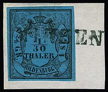 1/30 Th. noir/bleu, type I, sur pièce de lettre de luxe avec rare L1 noir "Minsen"