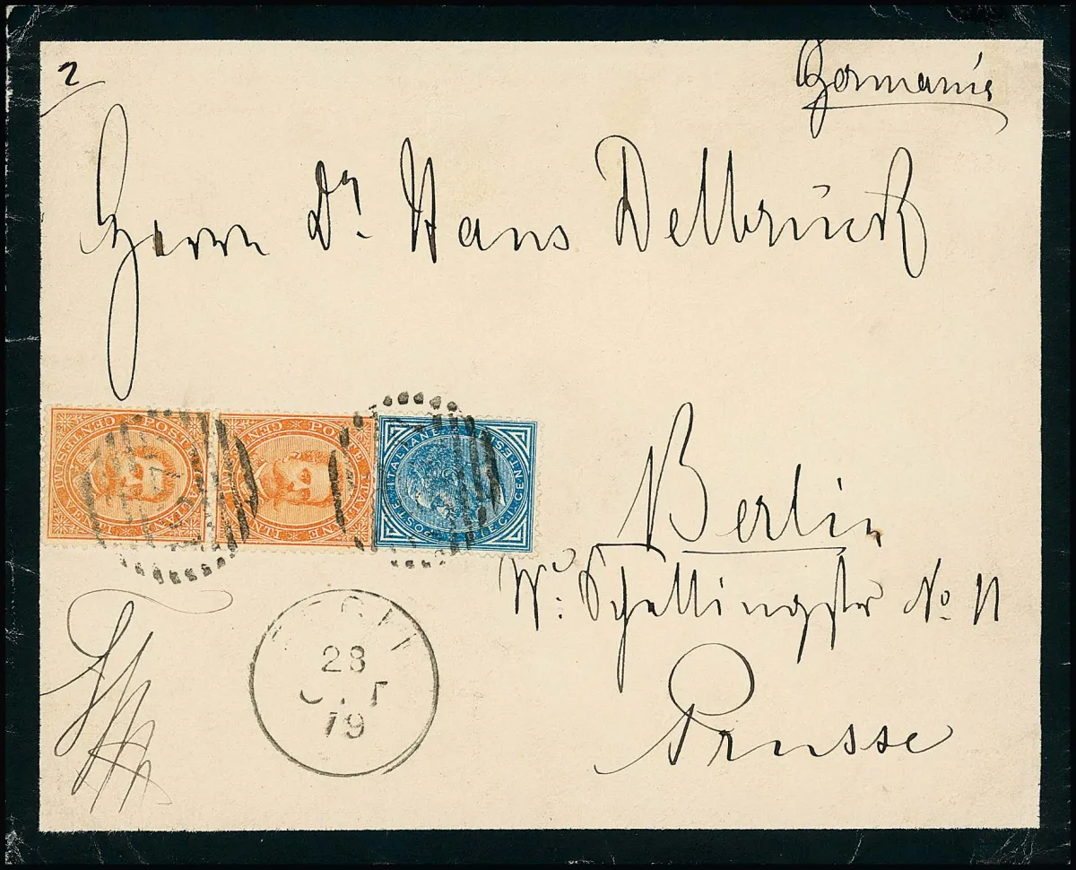 1879, Berlin cabinet post office, unique mourning envelope of German Crown Prince Friedrich Wilhelm (later so-called "99-day Emperor" Friedrich III).