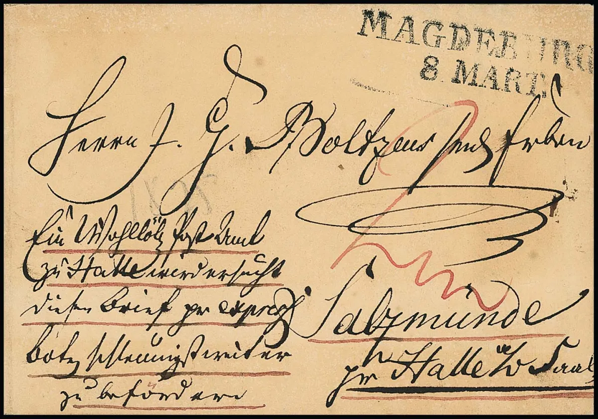 1825, L2 "Magdeburg" sur lettre exprès très précoce pour Salzmünde près de Halle/S.