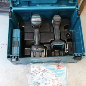 Набор Makita: аккумуляторная дрель-шуруповерт Makita BDF459, аккумуляторный ударный гайковерт Makita DTD157, 1 аккумулятор и набор бит Makita, в кейсе