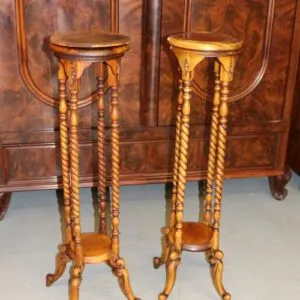 2 supports de fleurs en bois, H 103cm Ø 27cm