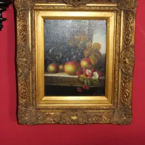 petite peinture à l'huile dans cadre somptueux, L 36cm x H 42cm
