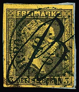3 Sgr. schw./gelb auf Prachtbriefstück mit seltener Fremdentwertung durch sächsischen K2 "Dresden Bahnpost-Exp." 1852 und handschriftlich in blau "B"