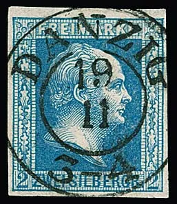 2 Sgr. blue, luxury item with ideally centred, "clear" K2 "Danzig", signed Kastaun