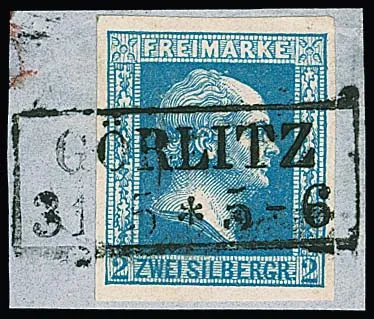 2 Sgr. blue, wide margins, on luxury piece with full and straight Ra2 "Görlitz", signed Kruschel