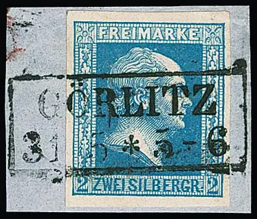 2 Sgr. blue, wide margins, on luxury piece with full and straight Ra2 "Görlitz", signed Kruschel