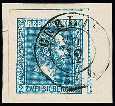2 Sgr. blue, exceptional cutting giant, left of the sheet margin, adjacent stamps on two sides, on luxury letter piece with K2 "Berlin", signed Brettl, Krause, Bolaffi, Drahn