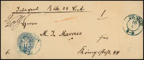 2 Sgr. grey-blue, superb item on rare local value cover with blue K2 "Berlin"