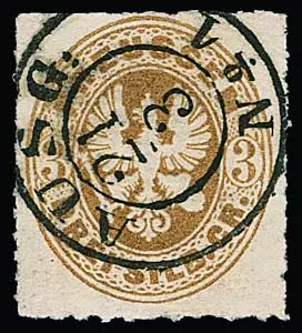 3 Sgr. brun ocre avec oblitération rare par K2 "AUSG."