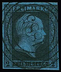 "1885" (Lekno), seltener Posen-NS klar und zentrisch auf Kabinettstück 2 Sgr. schw./blau, ex Berkowitz, Attest Jäschke-L.