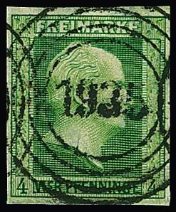 "1935" (Bleialf) net et centré sur pièce de choix 4 Pfge. vert, signé Banker et certificat Jäschke-L.