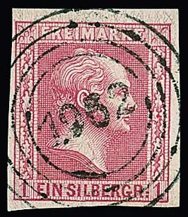 "1962" (Schweinitz) clear and centered on superb piece 1 Sgr. pink (underprint slightly protruding at edge), certificate Jäschke-L.