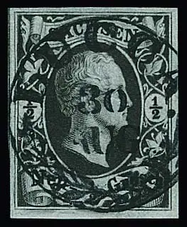 1/2 Ngr. schw./grünlichgrau, Luxusstück mit ideal zentrischem Zier-K1 "Lucca", Fotoexp. Rismondo "Besonders schönes Stück"