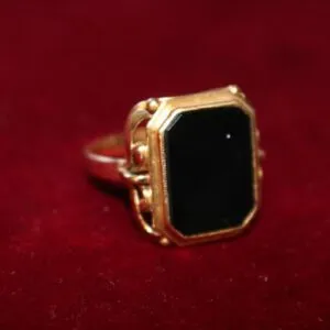 Bague homme avec pierre noire or 585, taille 65, env. 6,3 grammes