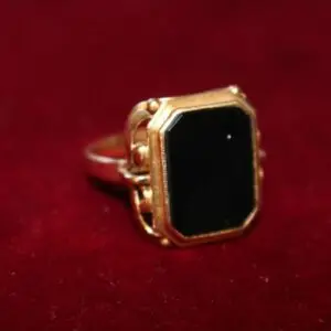 Bague homme avec pierre noire or 585, taille 65, env. 6,3 grammes