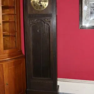 Standuhr um 1920 mit 2 Gewichten, Uhrwerk läuft, B52cm x T 26cm x H 196cm