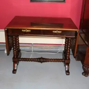Table d'appoint / de service Gründerzeit vers 1880, côtés rabattables, L 90cm (dépliée 160cm) x P 59cm x H 73cm