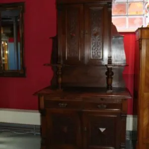 Gründerzeit buffet cabinet walnut around 1880, W 121cm x D 62cm x H 245cm