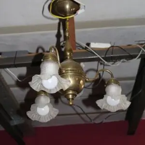Ancienne lampe de plafond vers 1920, laiton vers 1920, excellent état