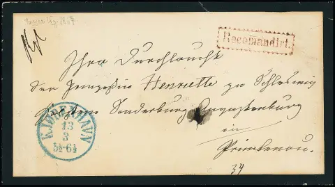 Portofreiheit des Schleswig-Holsteinischen Königshauses, (1866/67), einmaliges Brief-Paar mit zwei schwarz gerandeten Trauer-Couverts an "Ihro Durchlaucht der…