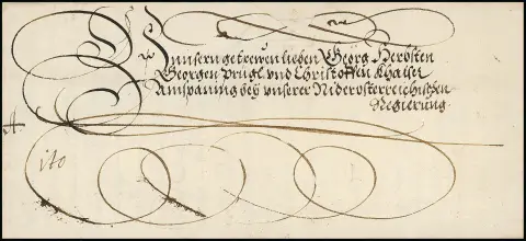 Vienna, 1597, decorative imperial letter with letterhead of Emperor Rudolf II and signatures, large red seal