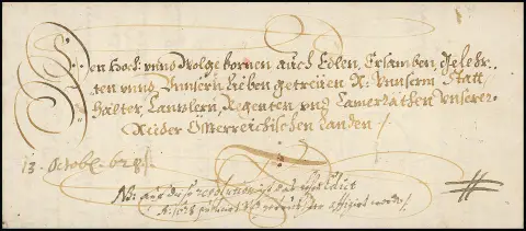 Vienna, 1628, decorative imperial letter with letterhead and autograph signature of Emperor Ferdinand II.