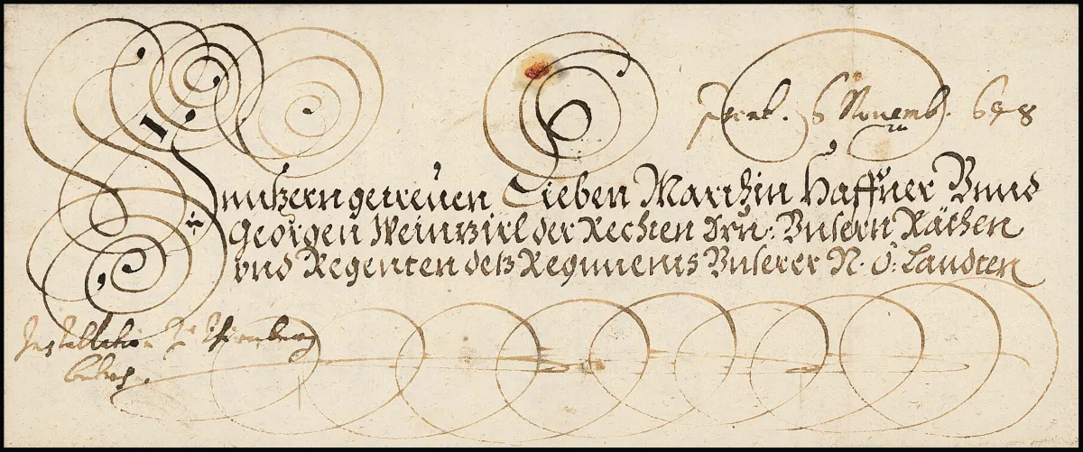 Vienna, 1648, decorative imperial letter with letterhead of Emperor Ferdinand III and signatures, large paper seal on reverse
