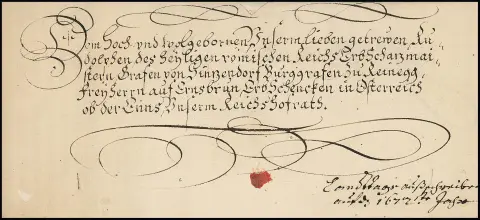 Vienna, 1671, decorative imperial letter with letterhead and autograph signature of Emperor Leopold I, on reverse large paper seal