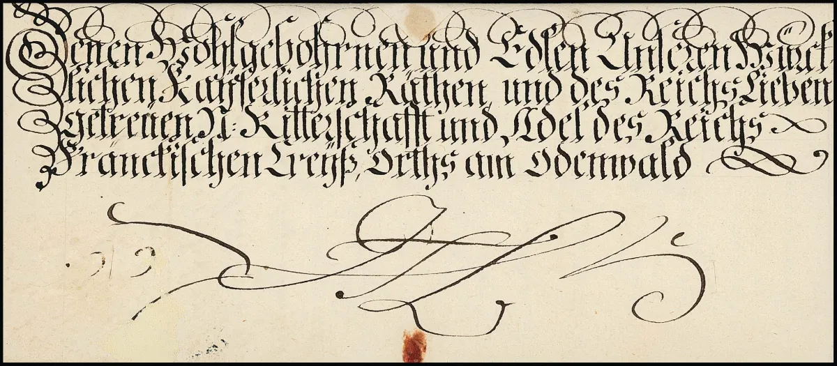 Wenen, 1729, keizerlijke brief met schoon gekalligrafeerd adres, briefhoofd en eigenhandige handtekening van keizer Karel VI, groot papieren zegel op achterzijde