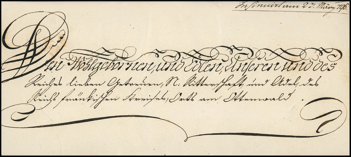 Wien, 1796, dekorativer Kaiserbrief mit Briefkopf und eigenhändiger Unterschrift von Kaiser Franz Joseph Karl, rs. großes Papiersiegel