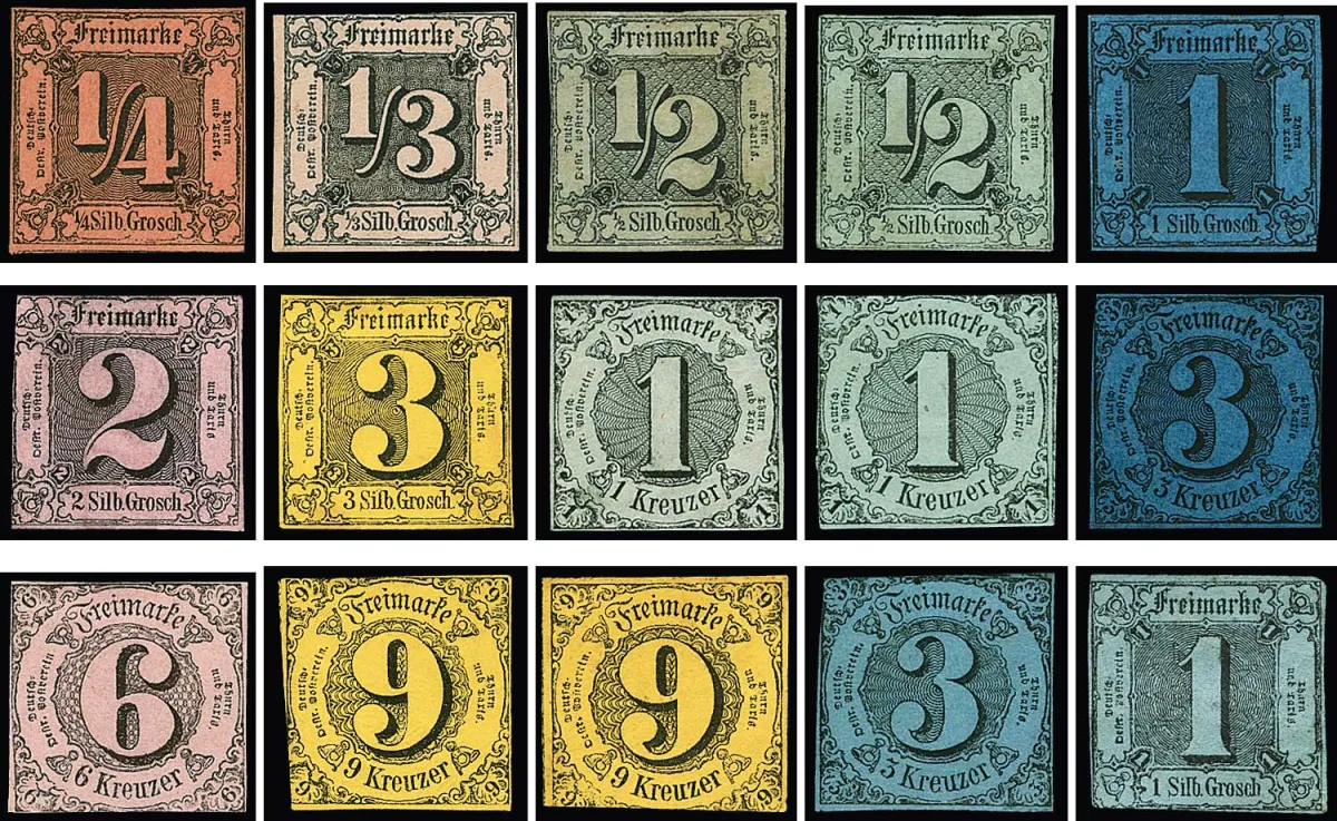 First issue including both supplementary values, complete unused, partly without gum or regummed and in varying condition, but such a rare offer, with no. 3a/b, 7a/b and 10I/II
