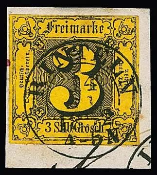 3 Sgr. schw./gelb auf Luxusbriefstück mit zentrischem K2 "Rinteln". Fotoexp. Sem