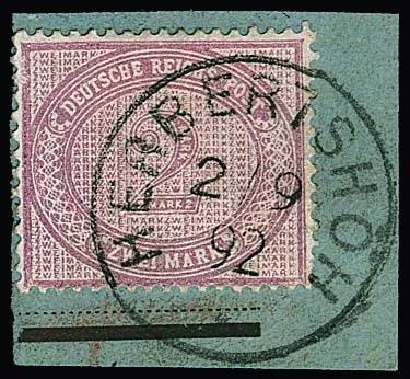 Precursor 2 Mk. grey-lilac with hinge on corresponding parcel card section with K1 "Herbertshöh" of 2.9.1892 ideal, three short perforations (insignificant), Dr. Steuer…
