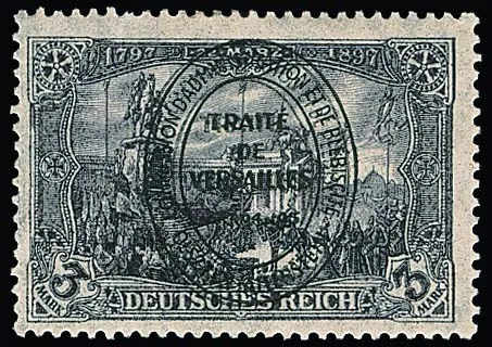 3 Mk. mit doppeltem Aufdruck tadellos ungebraucht. Von dieser Marke dürften maximal noch eine weitere gestempelte und vielleicht ein ungebrauchtes Exemplar…