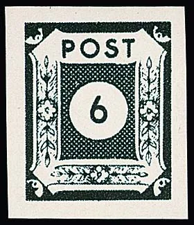 6 Pfg. in goede kleur zwartgroen, brede marges, postfris, certificaat Zierer. Mi. 1400,-