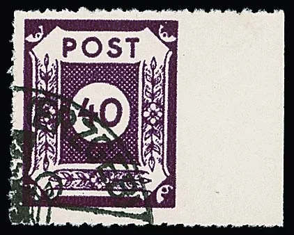 40 Pfg., subsequent perforation from Seiffen as fine used right margin piece, right side without perforation, certificate Ströh. Mi. 3000,-