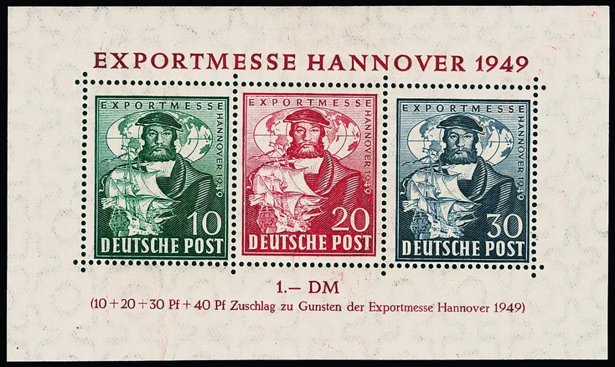 Exportbeursblok in de zeldzaamste kleur, onberispelijk postfris, certificaat D. Schlegel (2025). Mi. 3400,-