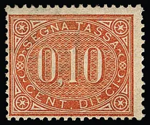 Почтовая марка, 1869, 10 C. коричнево-оранжевая, безупречная негашеная, редкая и всегда отсутствующая марка, подпись Diena и аттестат Tosto. Mi. 5000,-